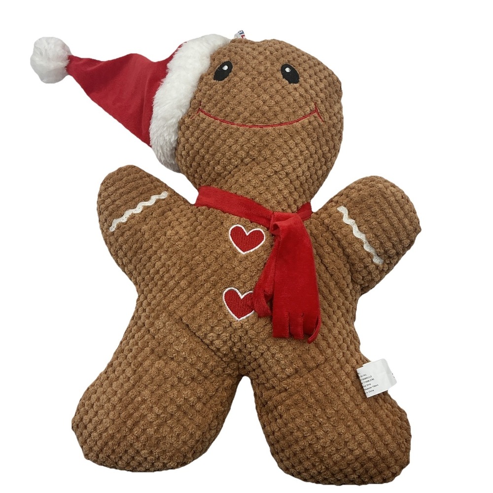 Vibrant Life Dog Toy Large 14in Brown New Gingerbread Man Squeaky Plush F4105
